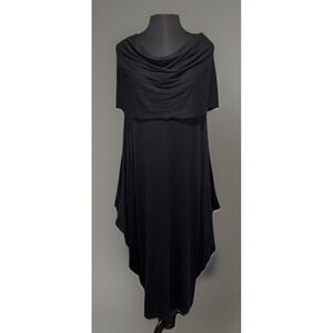 NEW Comfy USA Draped‎ Long Tank Dress Size Small Black Pockets Asymmetrical
